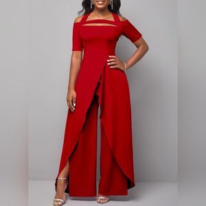 Red Halter Jumpsuit